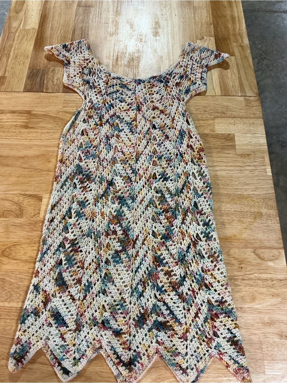 Handmade Crochet Tunic Top Multicolor Open Knit Boho Festival Cover Up